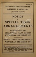 Book cover of Notice of Special Train Arrangements - Paddington to Cheltenham Race Course by British Railways Western Region